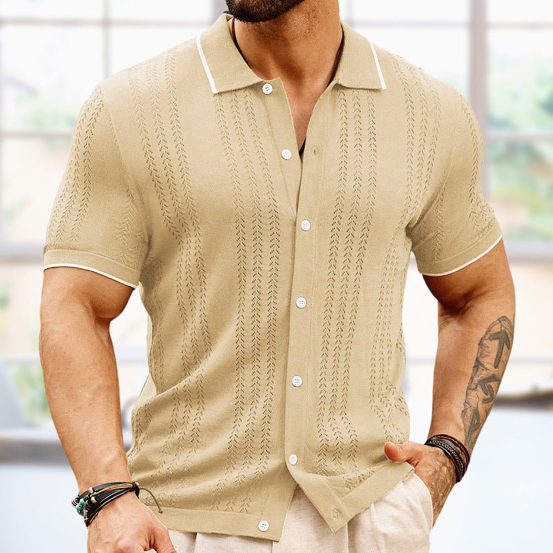 Short - sleeved Polo Shirt Summer Button Lapel Top Fashion Business Men's Clothing - PratSN