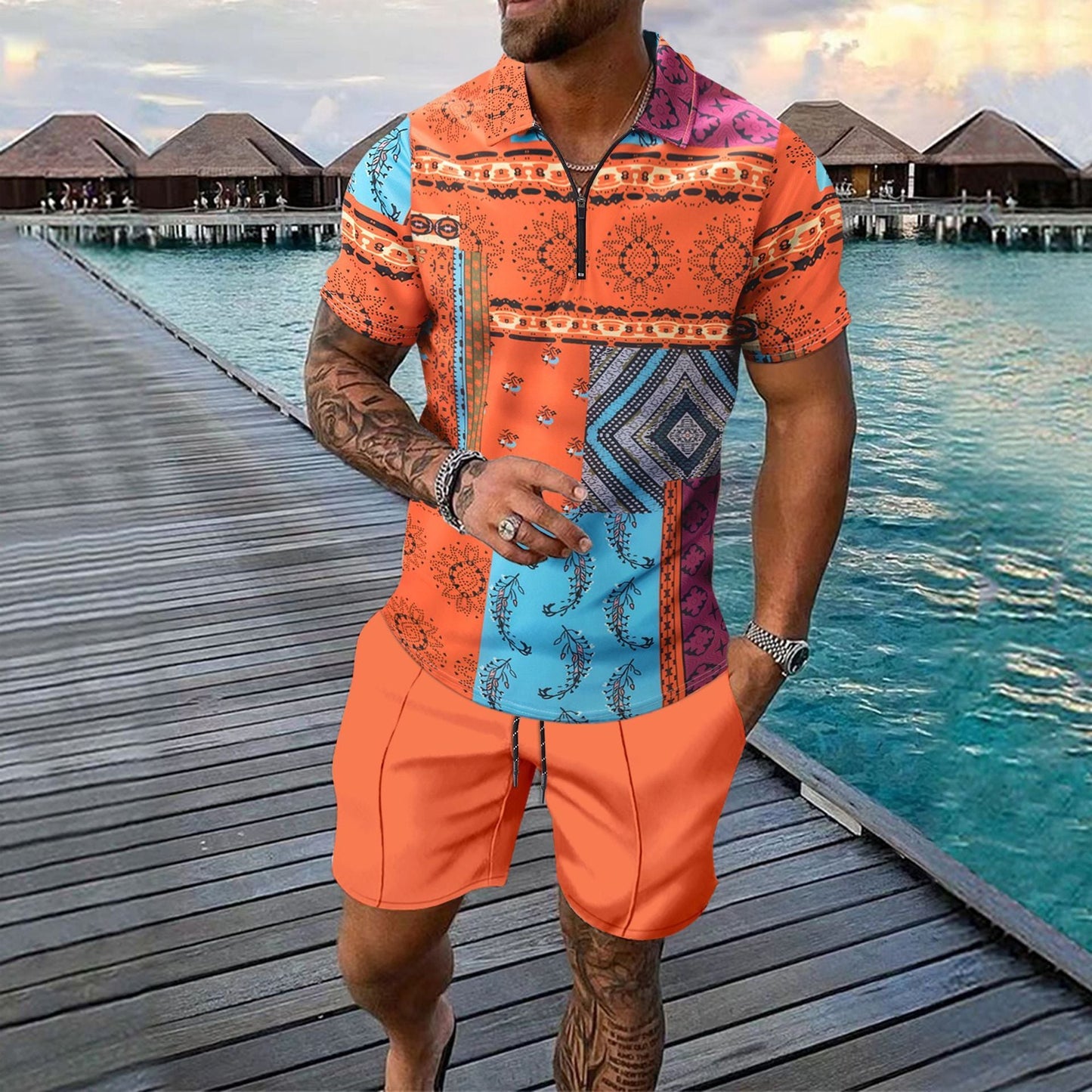 Short - sleeved Shorts Two - piece Sports And Leisure Men's Suit - PratSN