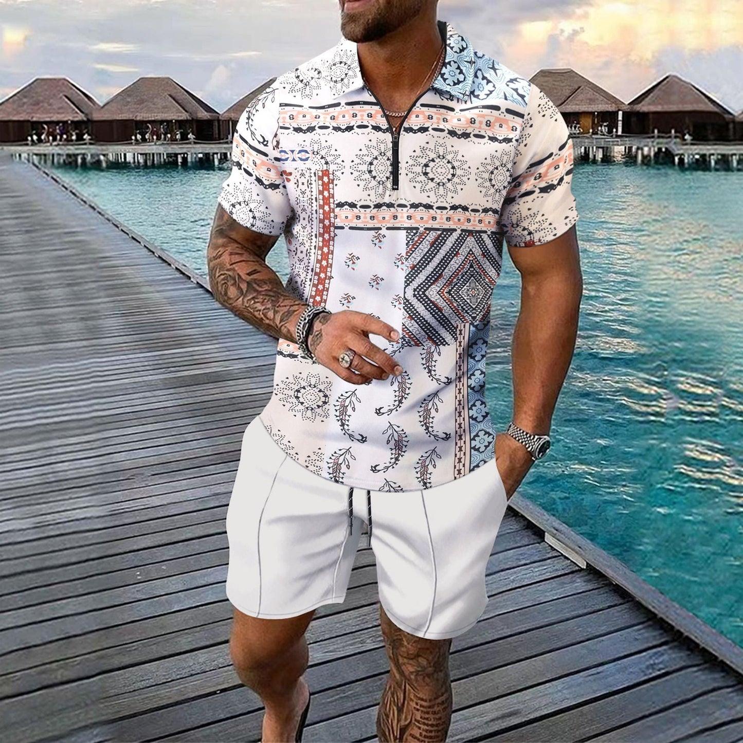 Short - sleeved Shorts Two - piece Sports And Leisure Men's Suit - PratSN