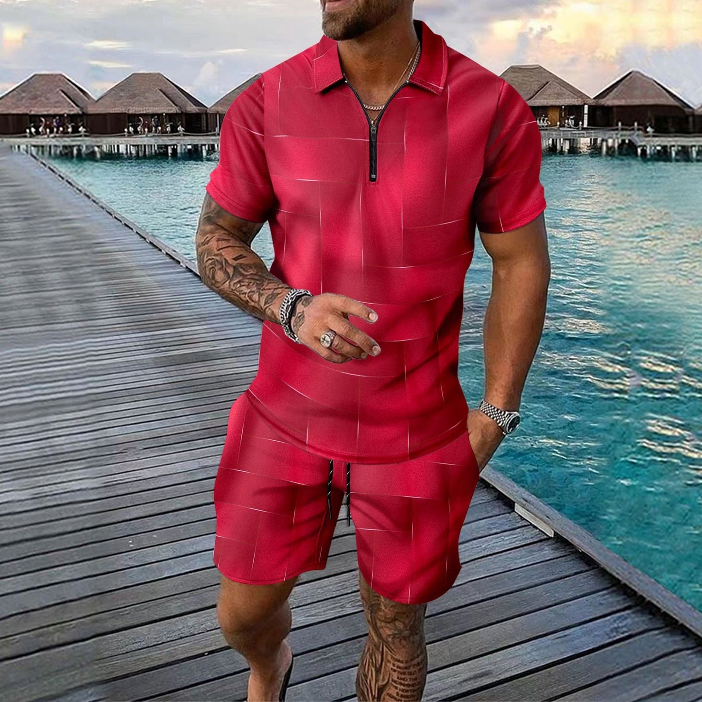 Short - sleeved Shorts Two - piece Sports And Leisure Men's Suit - PratSN