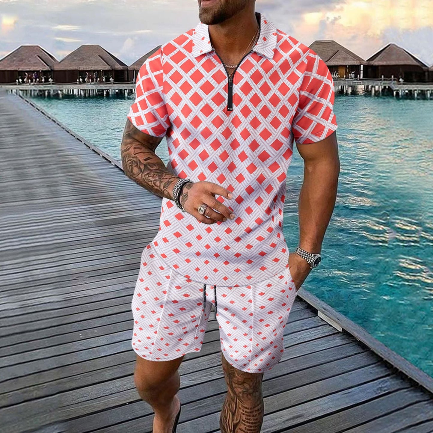 Short - sleeved Shorts Two - piece Sports And Leisure Men's Suit - PratSN