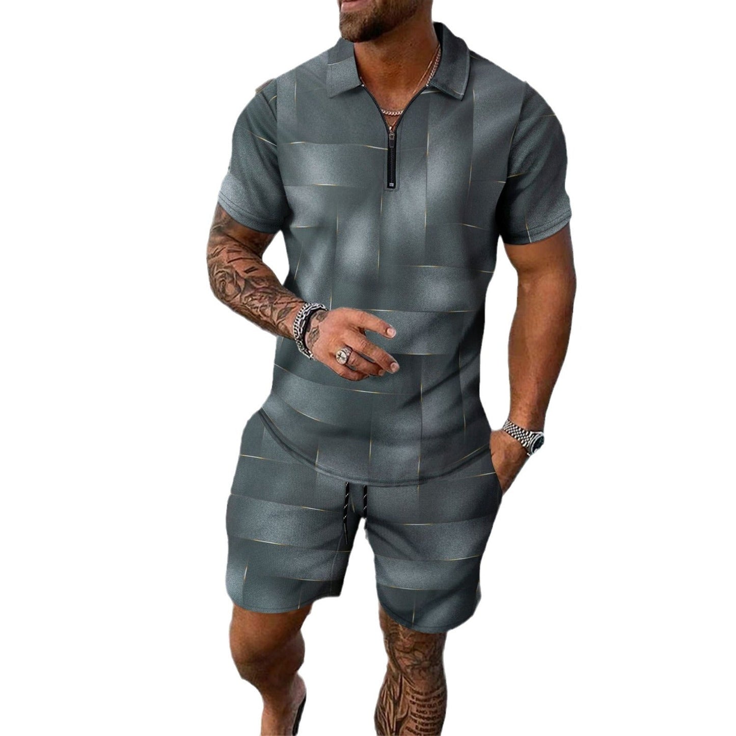 Short - sleeved Shorts Two - piece Sports And Leisure Men's Suit - PratSN