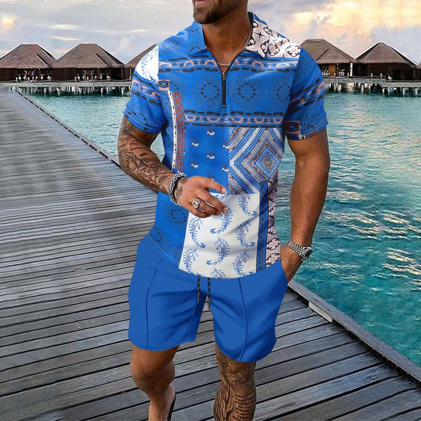 Short - sleeved Shorts Two - piece Sports And Leisure Men's Suit - PratSN