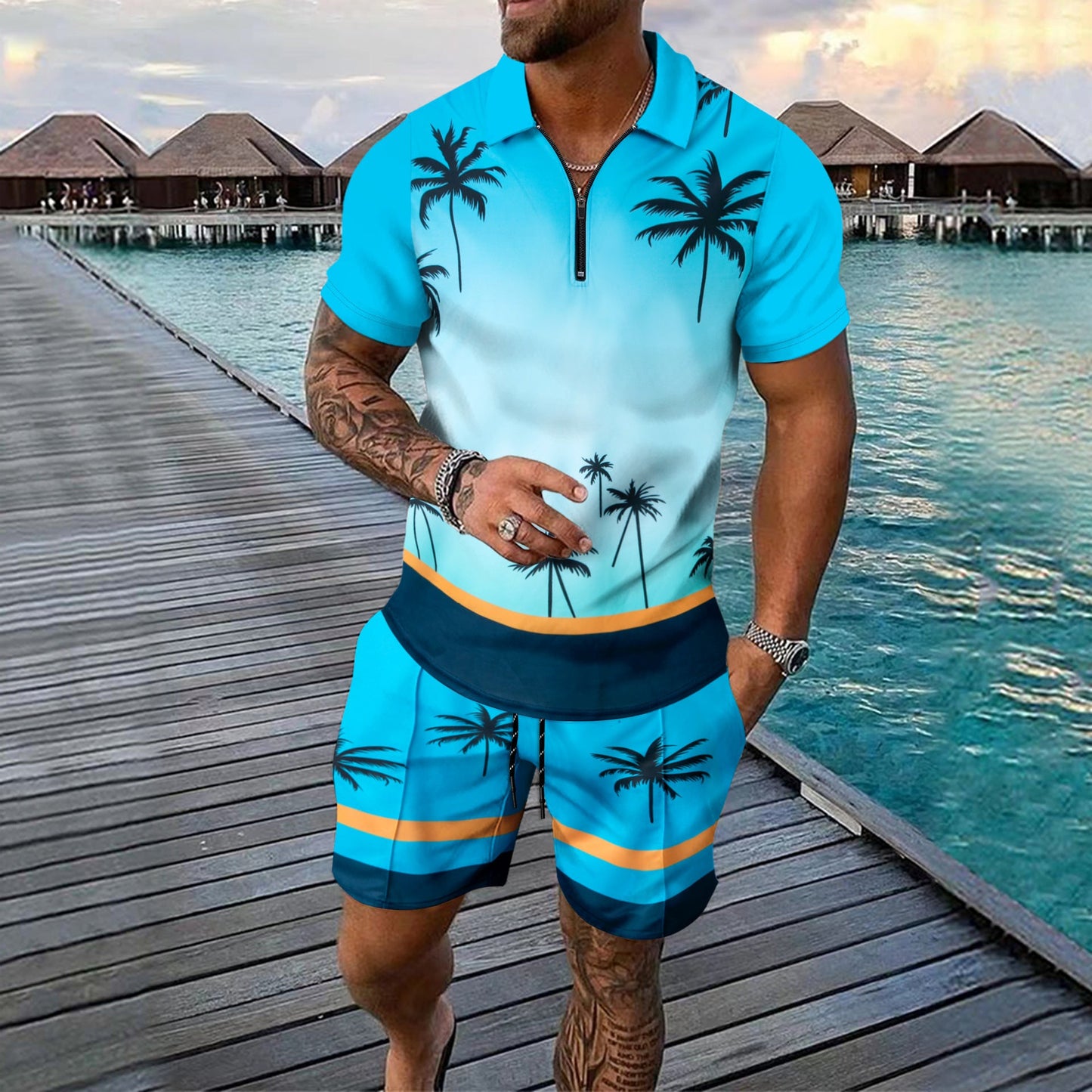 Short - sleeved Shorts Two - piece Sports And Leisure Men's Suit - PratSN