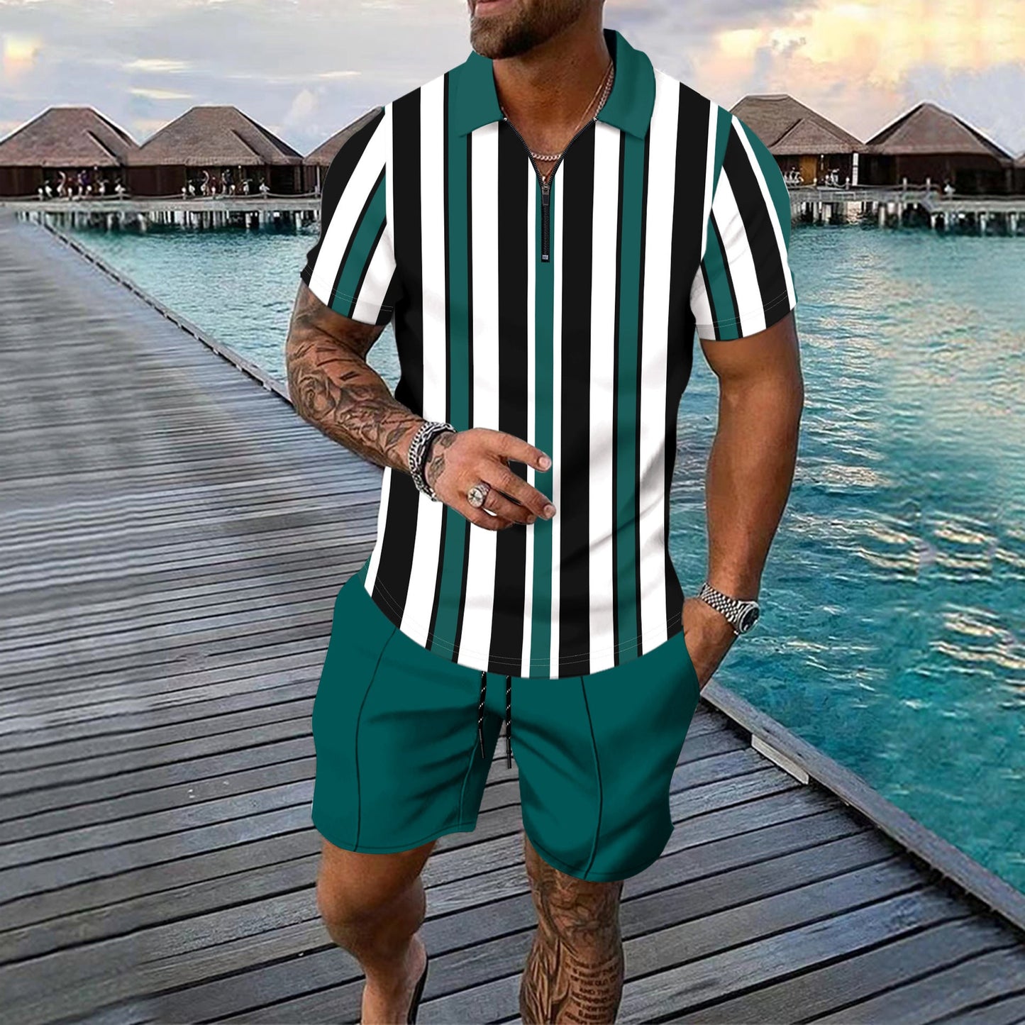 Short - sleeved Shorts Two - piece Sports And Leisure Men's Suit - PratSN