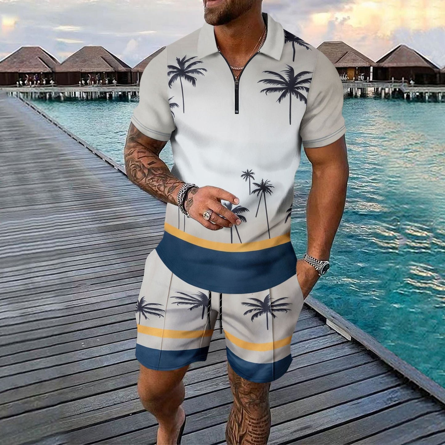 Short - sleeved Shorts Two - piece Sports And Leisure Men's Suit - PratSN