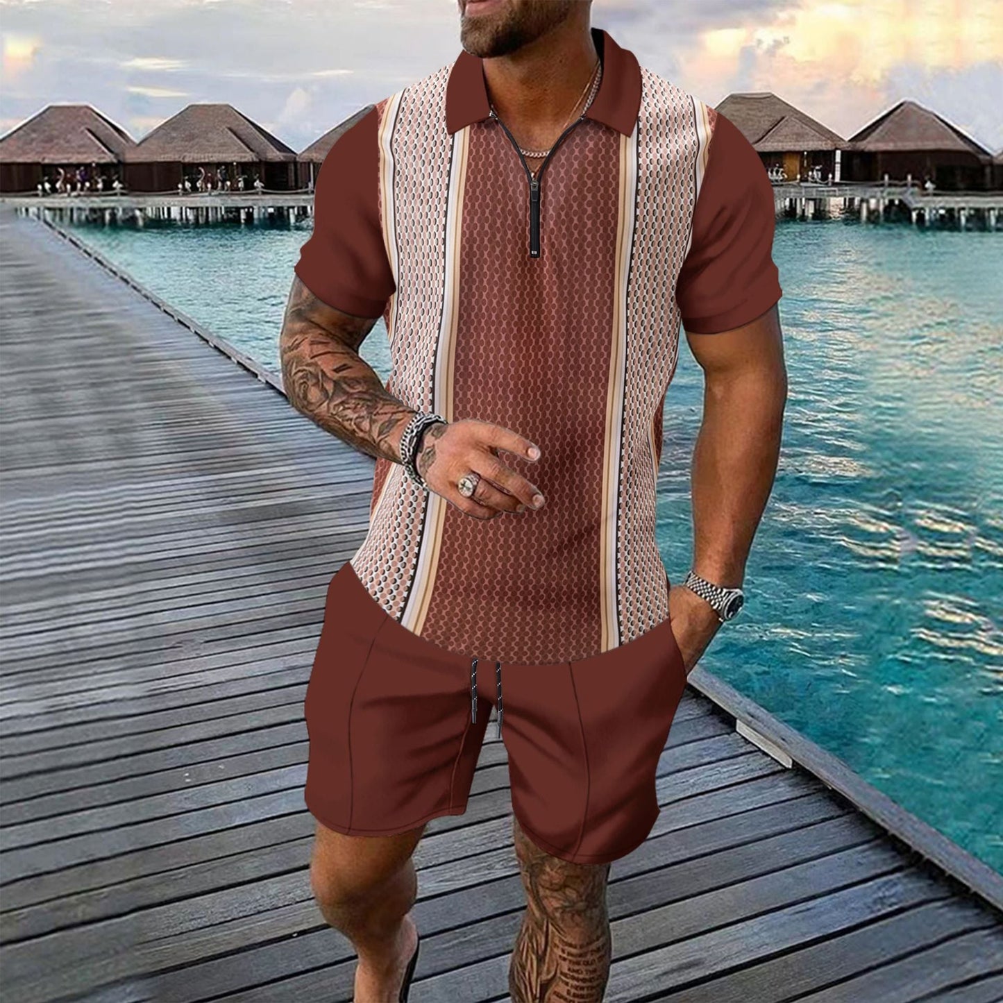 Short - sleeved Shorts Two - piece Sports And Leisure Men's Suit - PratSN