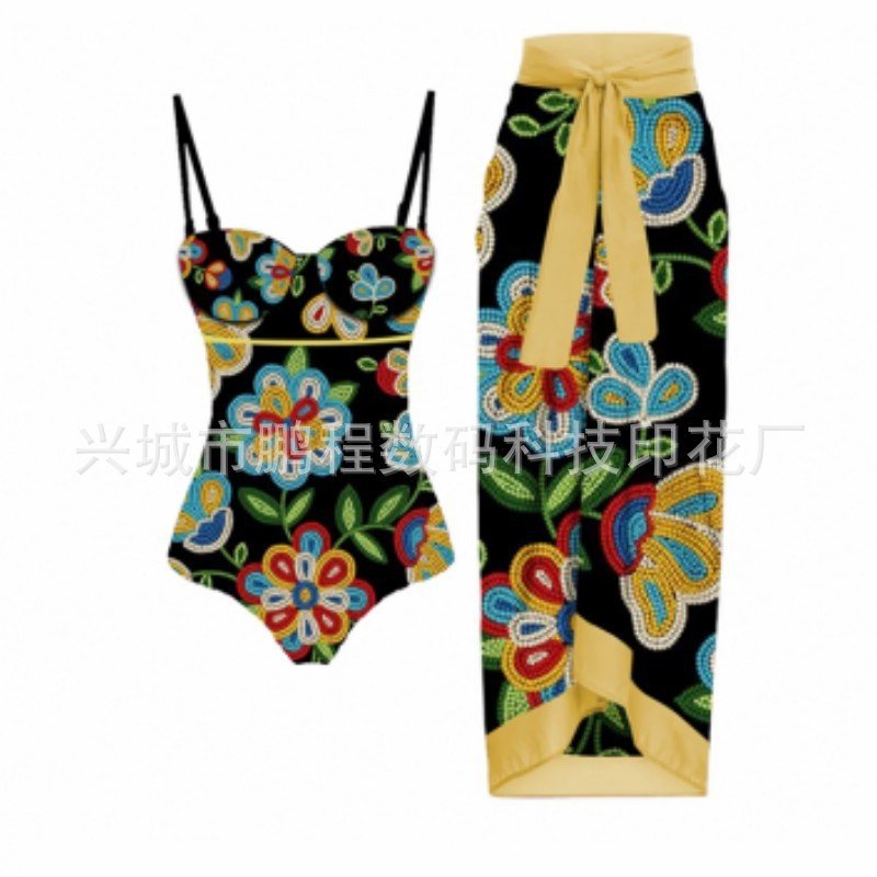 Siamese Conservative Covering Belly Thin Swimsuit French Retro One - piece Bikini - PratSN