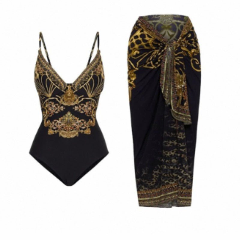 Siamese Conservative Covering Belly Thin Swimsuit French Retro One - piece Bikini - PratSN