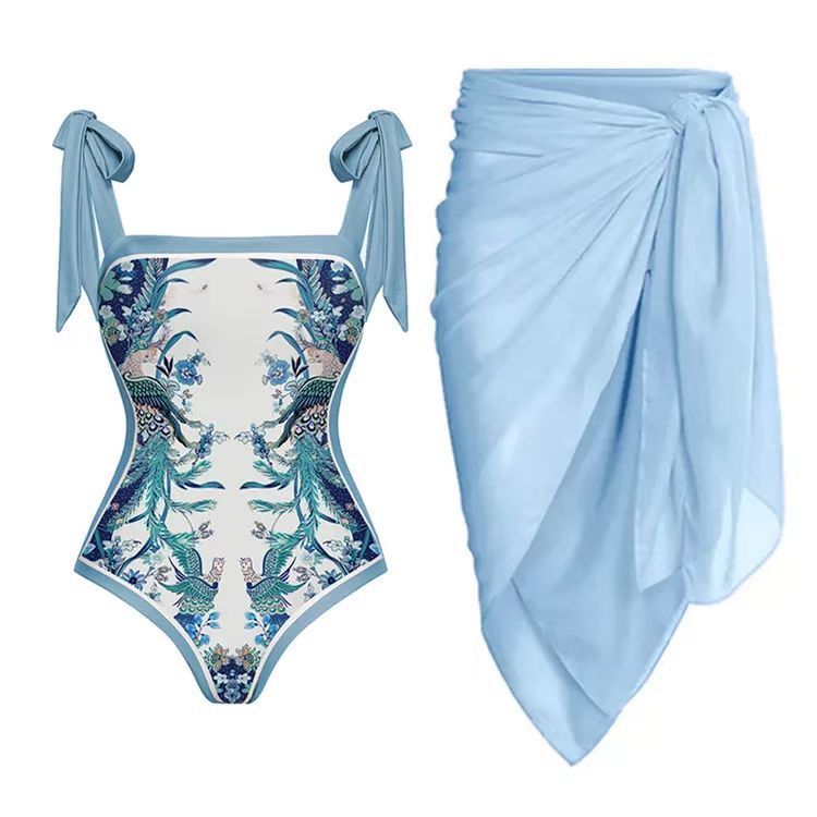 Siamese Conservative Covering Belly Thin Swimsuit French Retro One - piece Bikini - PratSN
