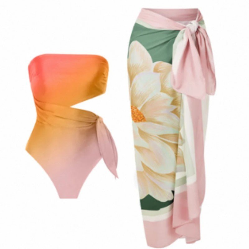 Siamese Conservative Covering Belly Thin Swimsuit French Retro One - piece Bikini - PratSN