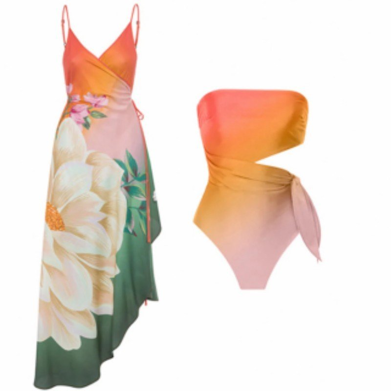 Siamese Conservative Covering Belly Thin Swimsuit French Retro One - piece Bikini - PratSN