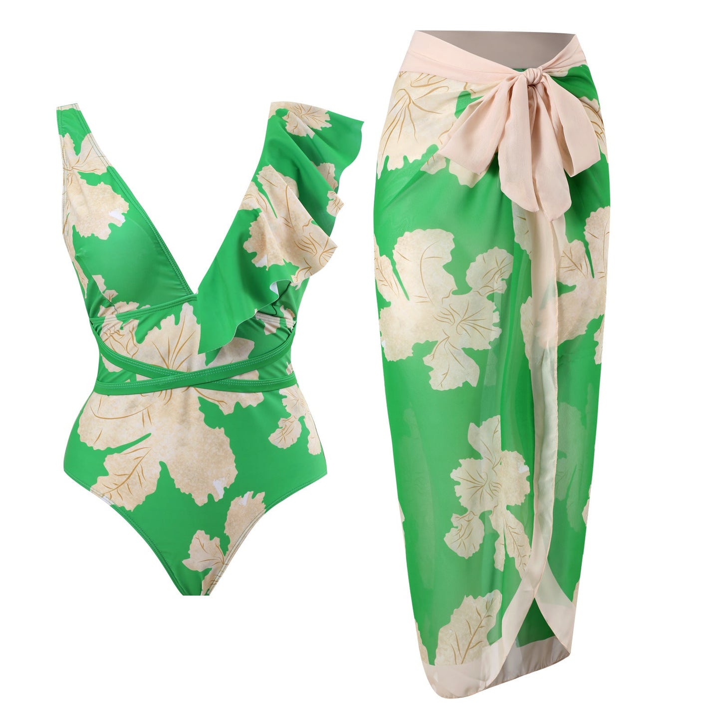 Siamese Conservative Covering Belly Thin Swimsuit French Retro One - piece Bikini - PratSN