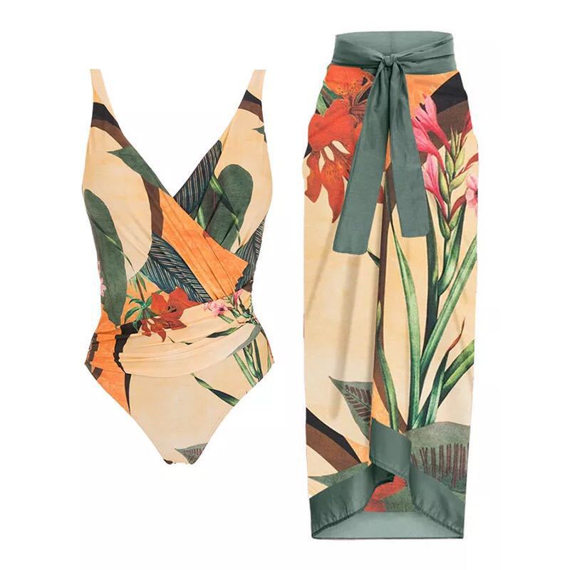 Siamese Conservative Covering Belly Thin Swimsuit French Retro One - piece Bikini - PratSN