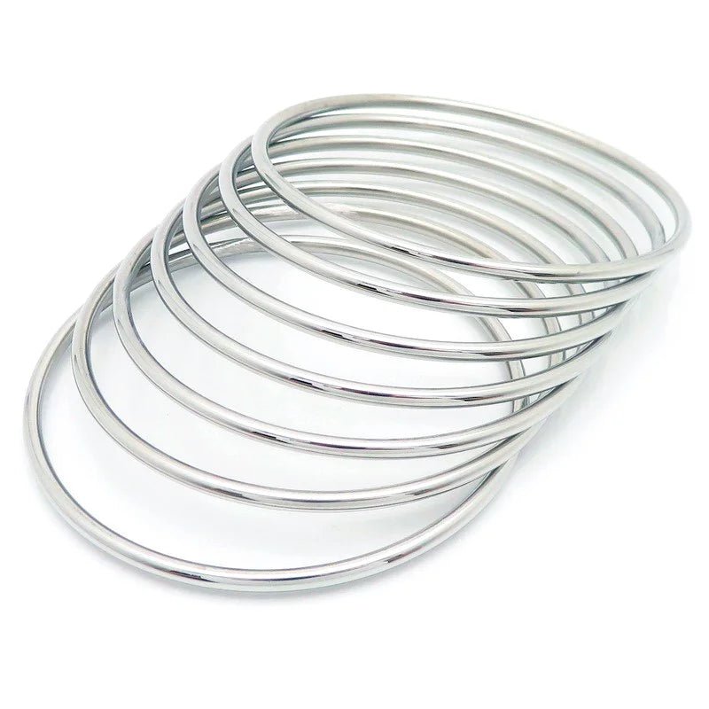 Simple Stainless Steel Bracelet For Women Men Gold Silver Color Geometry Wire Round Bangle Female Trendy Jewelry Wristband Gifts - PratSN