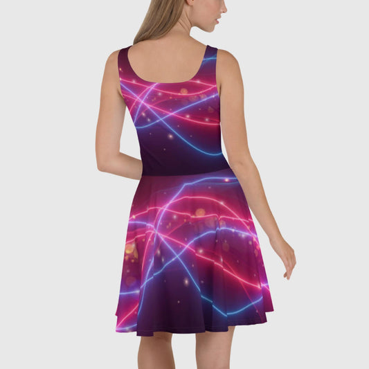 Skater Dress, UV Lightning Print Dress, sleeveless dress, Skater dress for summer and spring Clubwear Festival Rave Dress - PratSN
