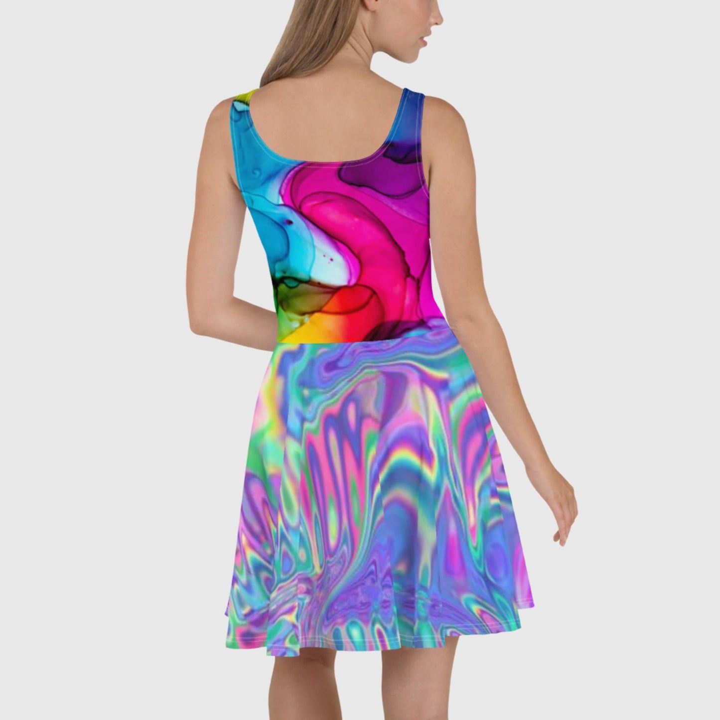 Skater Dress, Women's Summer Dress, liquid mini dress, Casual Dress, Fit and flare, Beach Sundress - PratSN