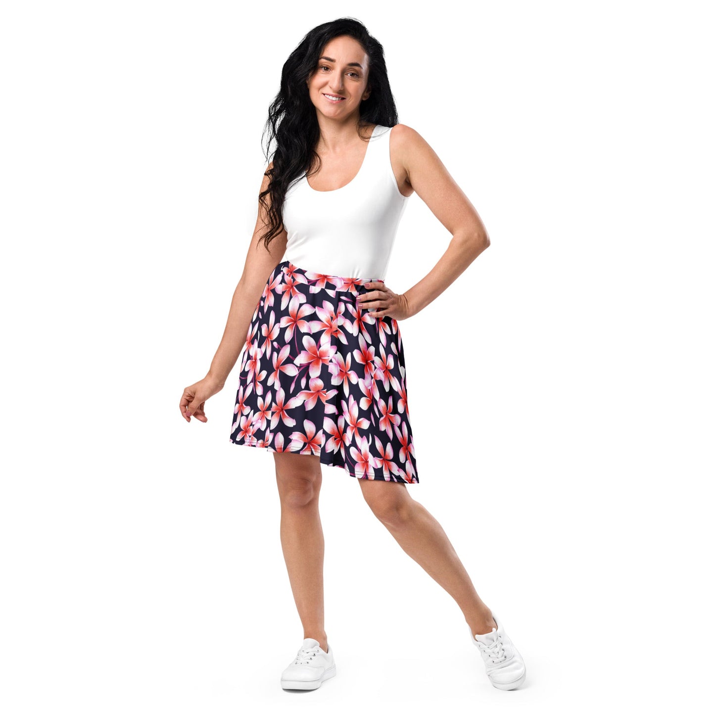 Skater Skirt, Women's skater skirt, Multi color skirt, Blooming pattern skater skirt, Cut & sew sublimation skirt, skater skirt for summer and spring - PratSN