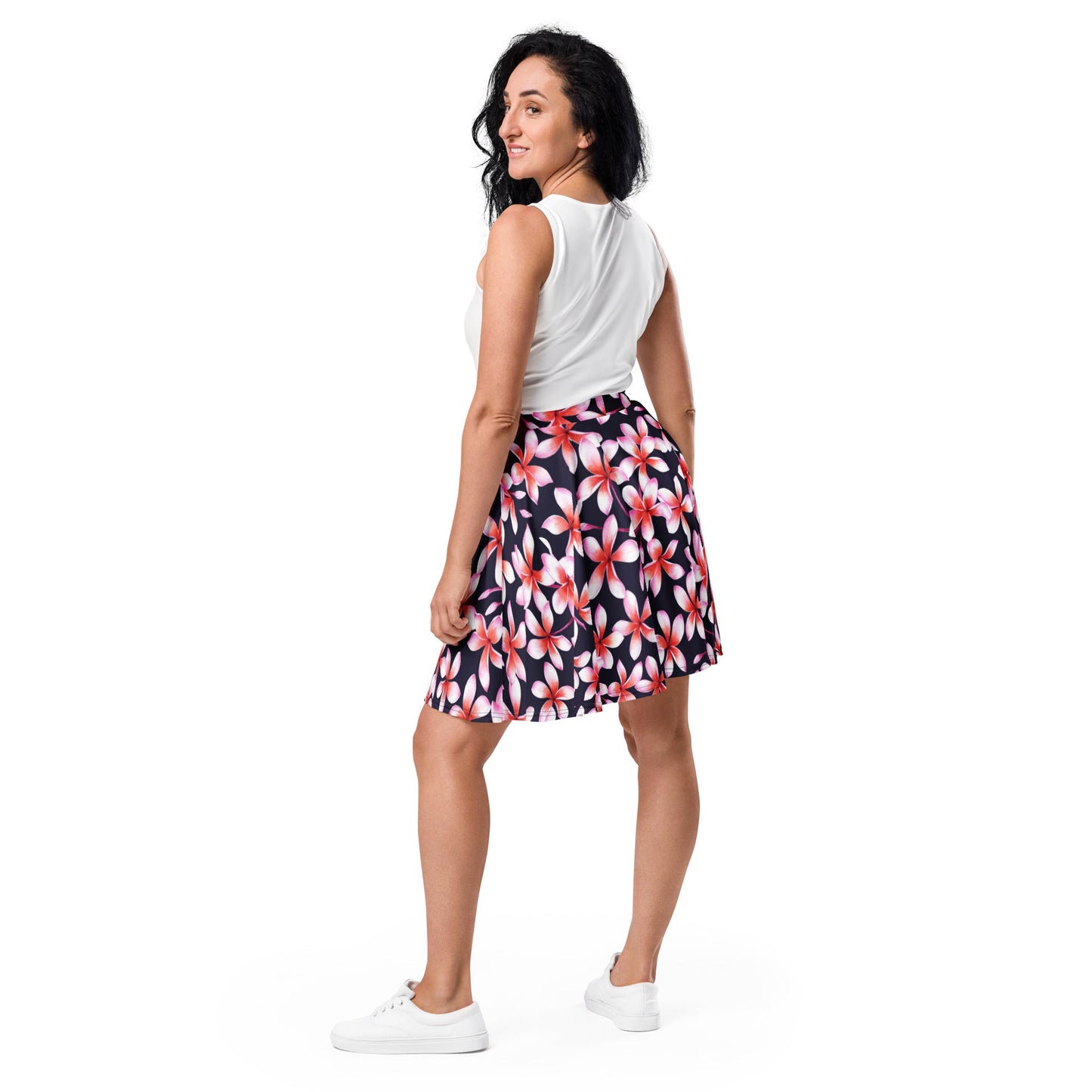 Skater Skirt, Women's skater skirt, Multi color skirt, Blooming pattern skater skirt, Cut & sew sublimation skirt, skater skirt for summer and spring - PratSN