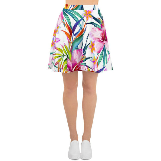 Skater Skirt, Women's skater skirt, Multi color skirt, Blooming pattern skater skirt, Cut & sew sublimation skirt, skater skirt for summer and spring - PratSN