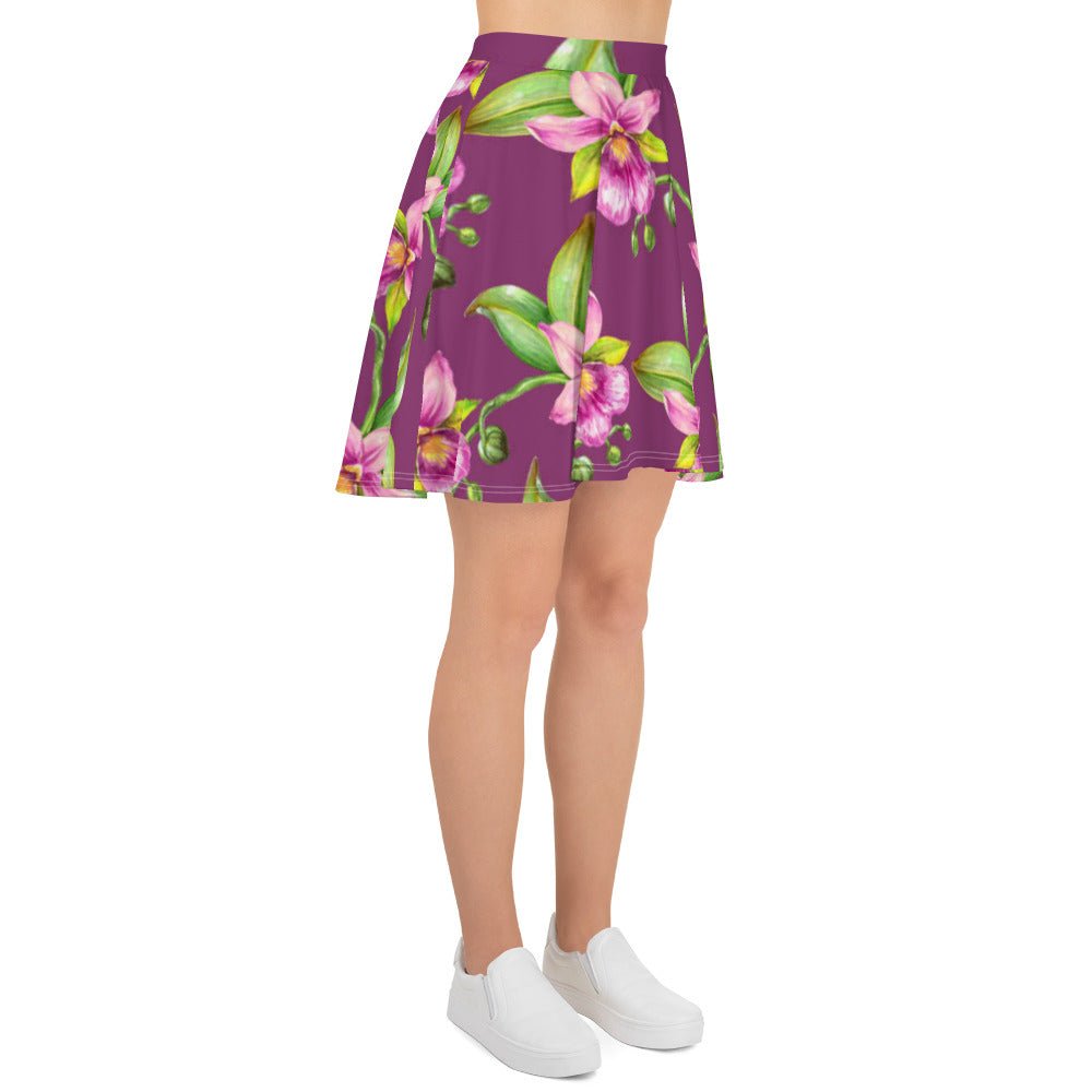 Skater Skirt, Women's skater skirt, Multi color skirt, Blooming pattern skater skirt, Cut & sew sublimation skirt, skater skirt for summer and spring - PratSN
