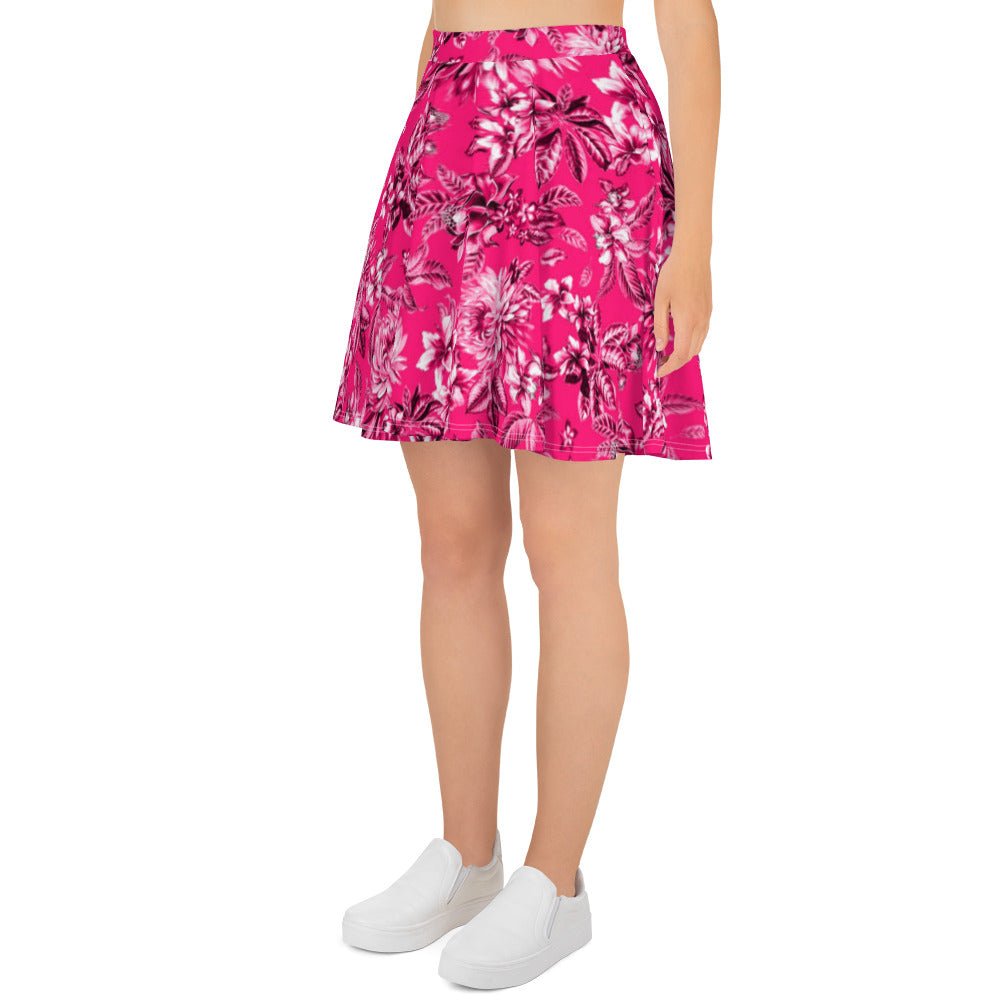 Skater Skirt, Women's skater skirt, Multi color skirt, Blooming pattern skater skirt, Cut & sew sublimation skirt, skater skirt for summer and spring - PratSN