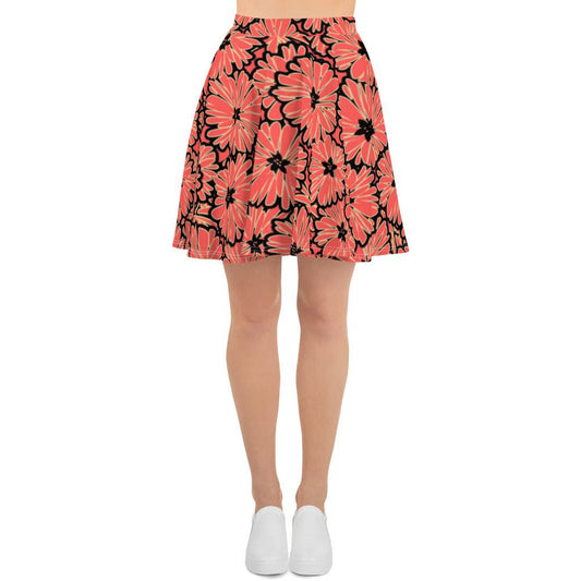 Skater Skirt, Women's skater skirt, Multi color skirt, Blooming pattern skater skirt, Cut & sew sublimation skirt, skater skirt for summer and spring - PratSN