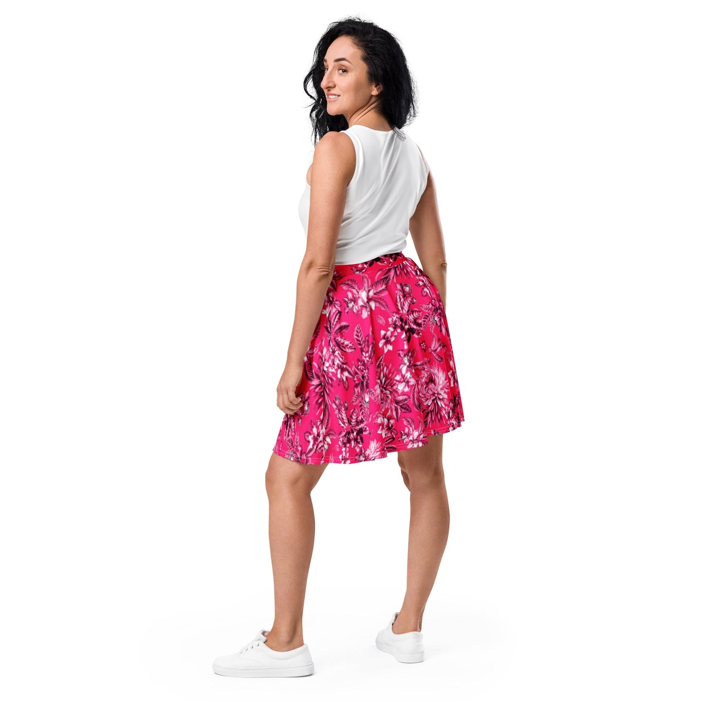 Skater Skirt, Women's skater skirt, Multi color skirt, Blooming pattern skater skirt, Cut & sew sublimation skirt, skater skirt for summer and spring - PratSN