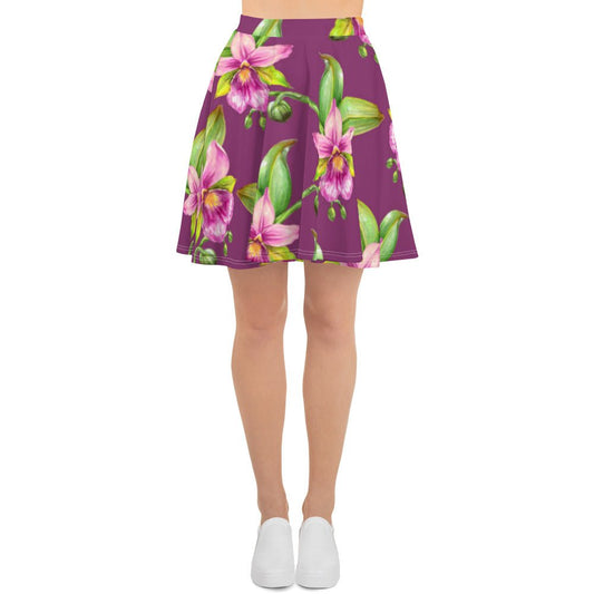 Skater Skirt, Women's skater skirt, Multi color skirt, Blooming pattern skater skirt, Cut & sew sublimation skirt, skater skirt for summer and spring - PratSN