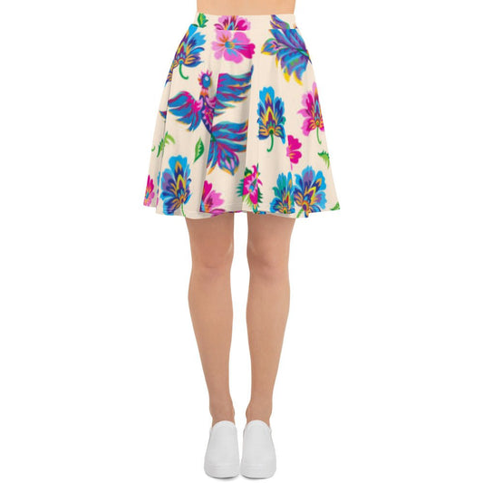 Skater Skirt, Women's skater skirt, Multi color skirt, Blooming pattern skater skirt, Cut & sew sublimation skirt, skater skirt for summer and spring - PratSN
