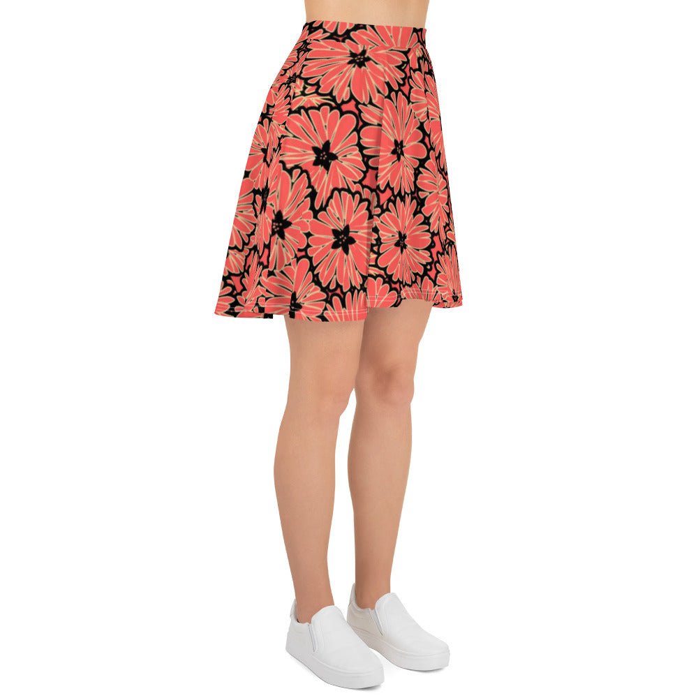 Skater Skirt, Women's skater skirt, Multi color skirt, Blooming pattern skater skirt, Cut & sew sublimation skirt, skater skirt for summer and spring - PratSN