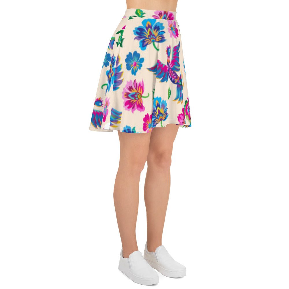Skater Skirt, Women's skater skirt, Multi color skirt, Blooming pattern skater skirt, Cut & sew sublimation skirt, skater skirt for summer and spring - PratSN