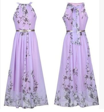 Sleeveless Print Floral Halter Bohemian Dress Dress - PratSN