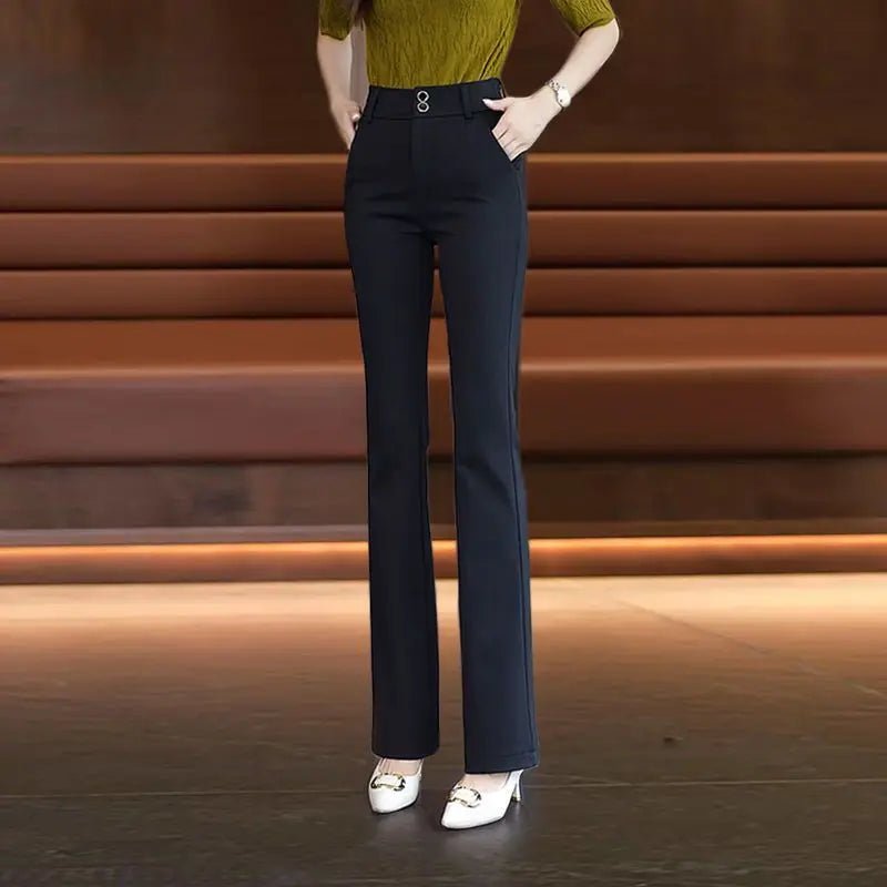 Slightly Flared Pants for Women High Waist Straight - leg Casual Women's Pants Draped Slim and Slim Suit Flared Pants - PratSN