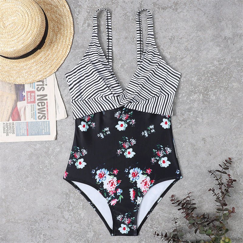 Slimming Color Matching One - piece Bikini Swimsuit For Women - PratSN