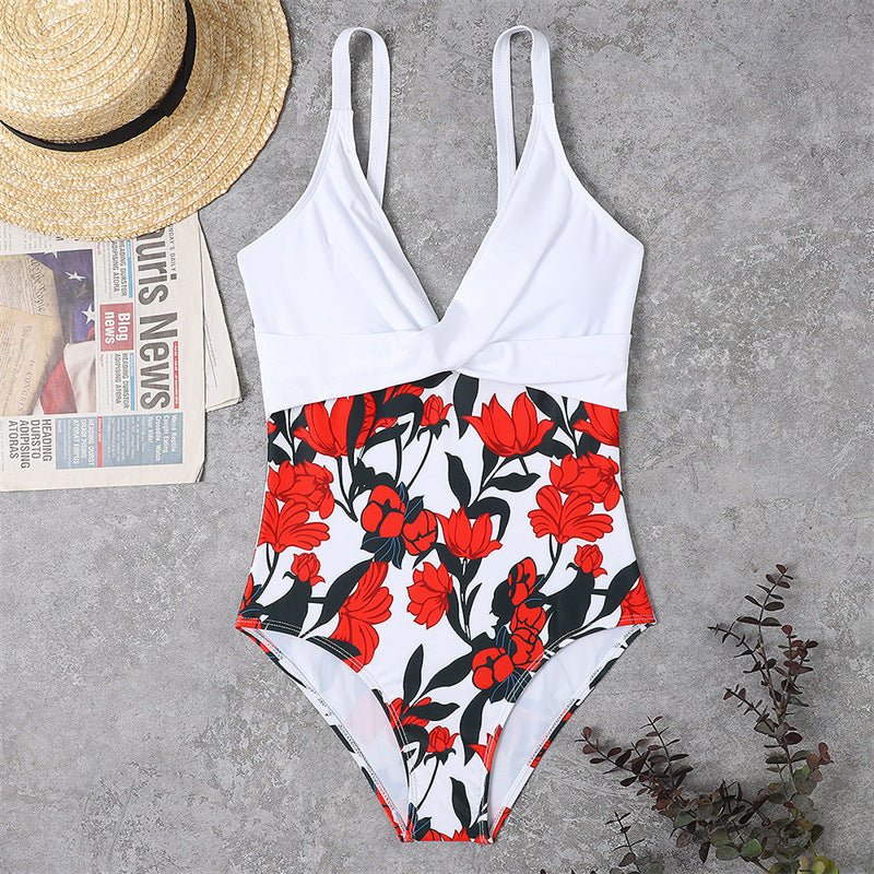 Slimming Color Matching One - piece Bikini Swimsuit For Women - PratSN