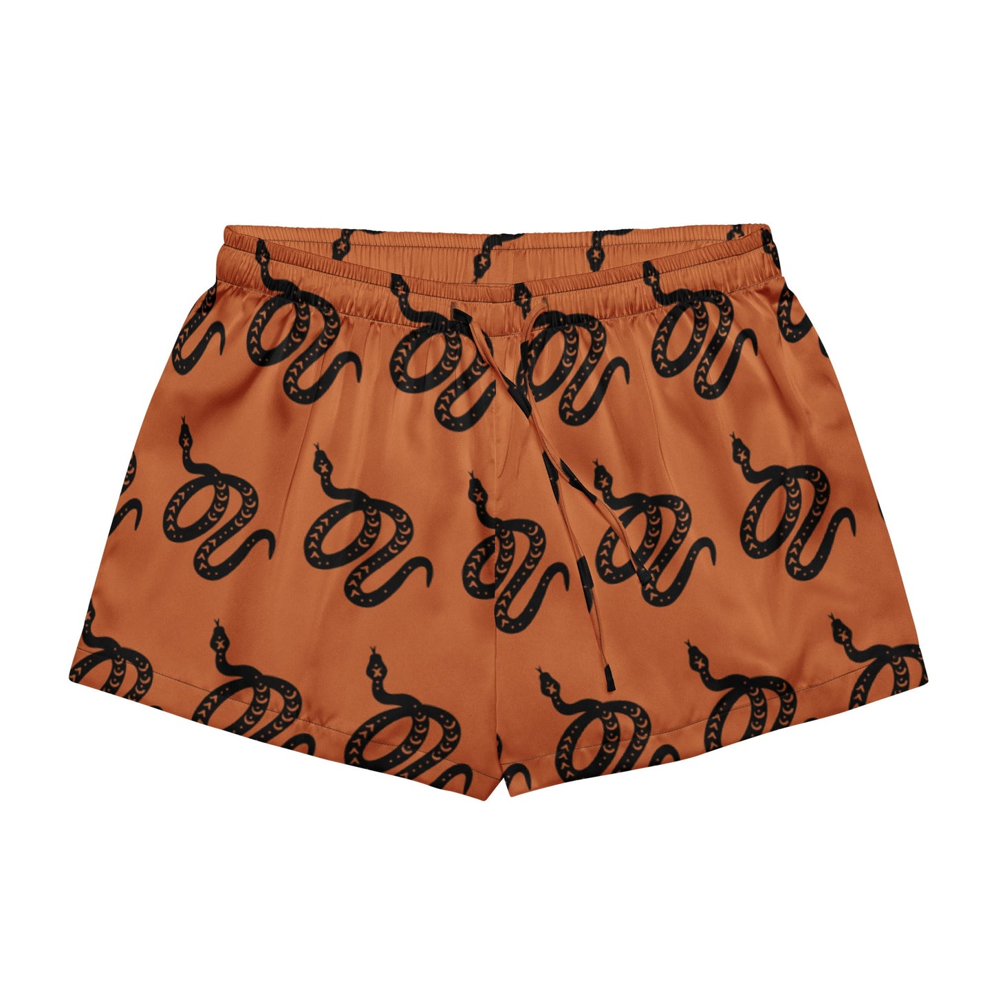 Snake Print Women’s Pajama Shorts in Tenné Brown - Serpentine Delight - PratSN