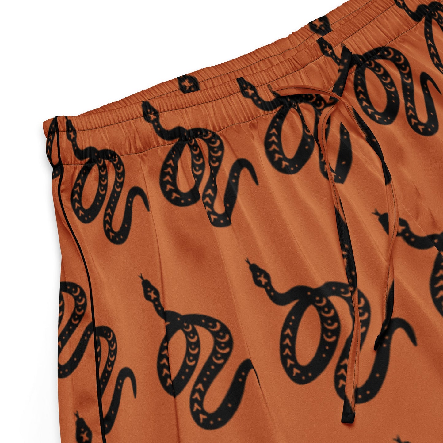Snake Print Women’s Pajama Shorts in Tenné Brown - Serpentine Delight - PratSN