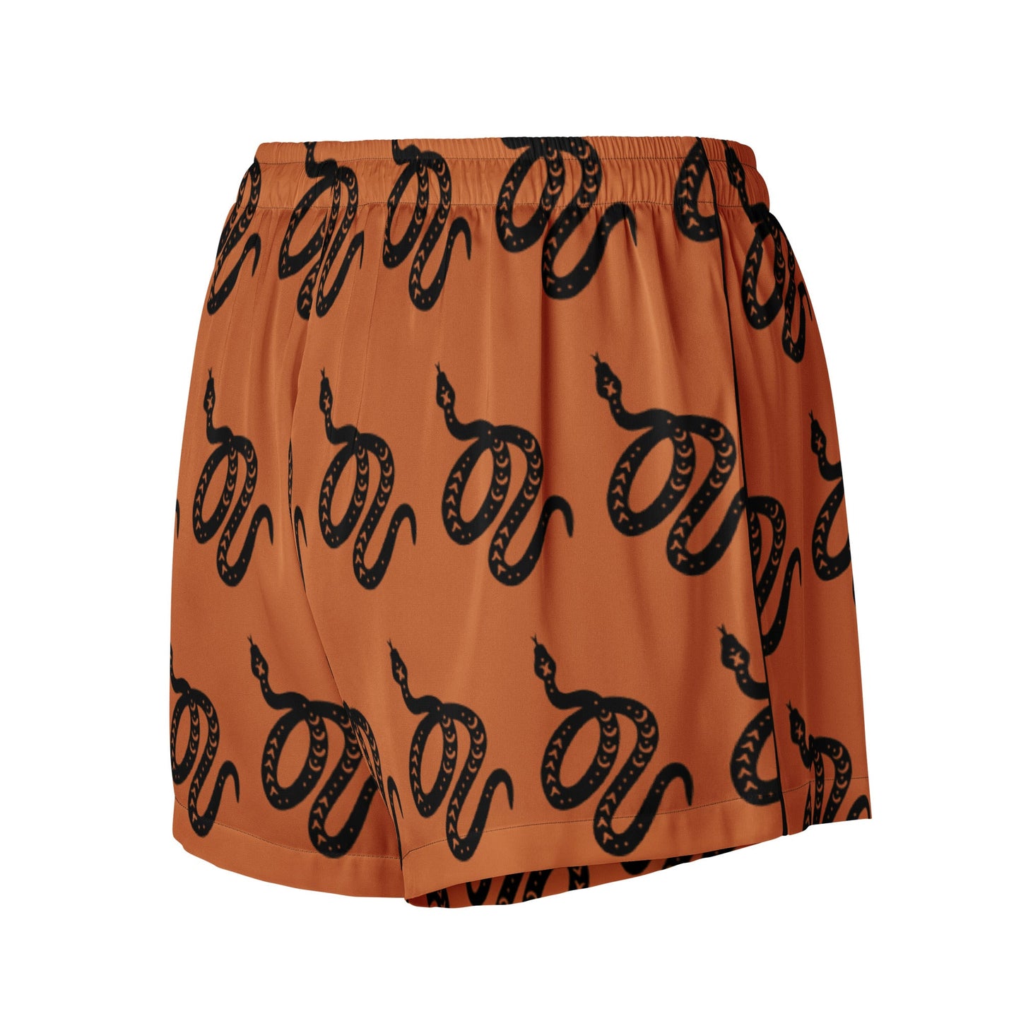 Snake Print Women’s Pajama Shorts in Tenné Brown - Serpentine Delight - PratSN