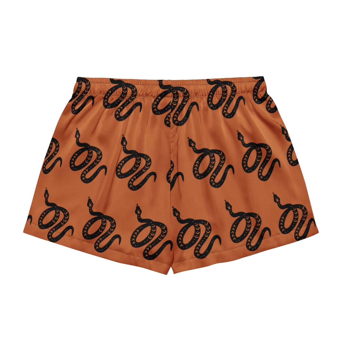 Snake Print Women’s Pajama Shorts in Tenné Brown - Serpentine Delight - PratSN