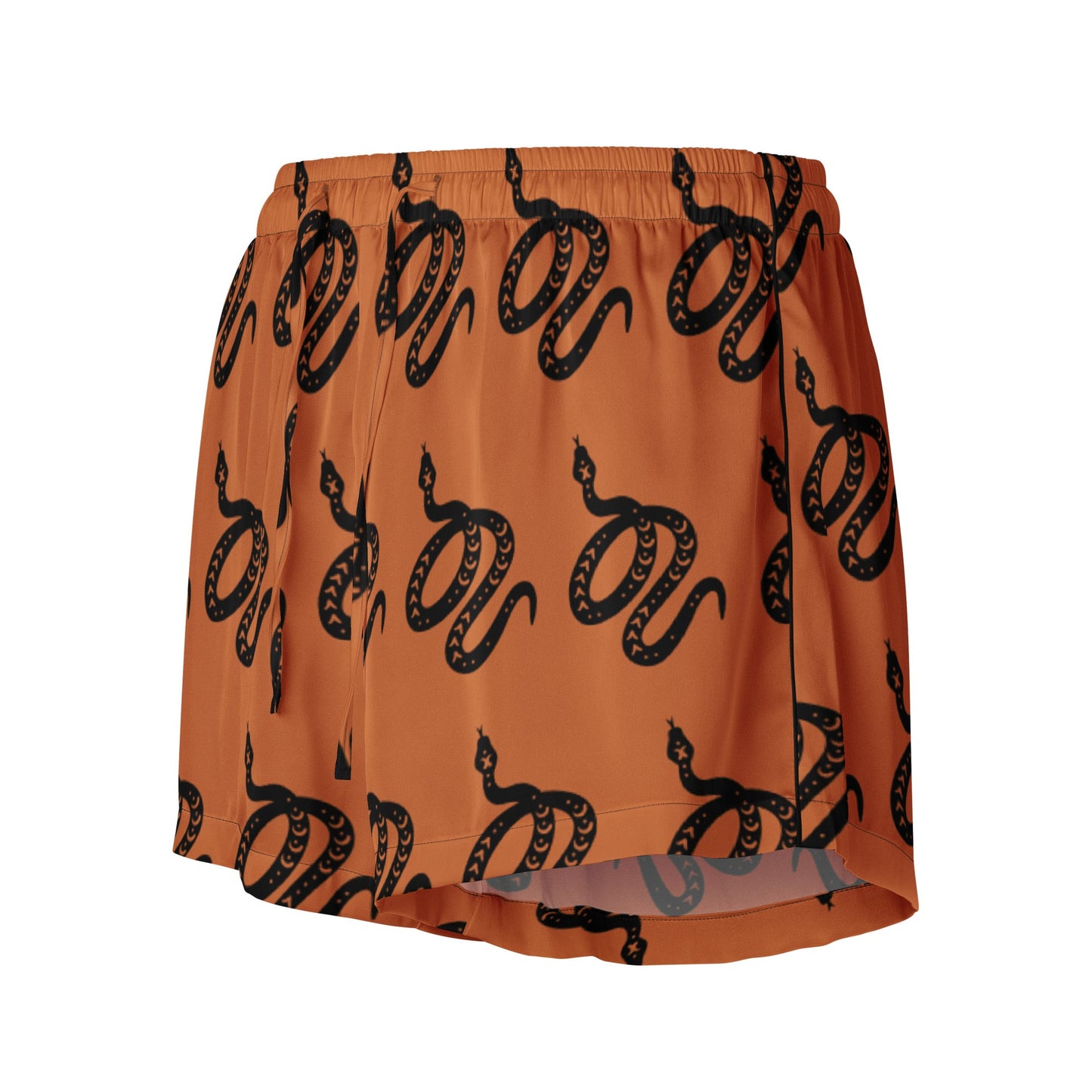 Snake Print Women’s Pajama Shorts in Tenné Brown - Serpentine Delight - PratSN