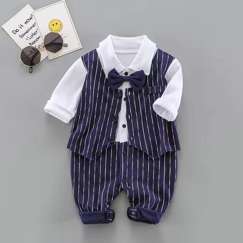 Spring And Autumn Infant One - Piece Romper Long Sleeve Baby Boy Gentleman Girl Baby Clothes - PratSN