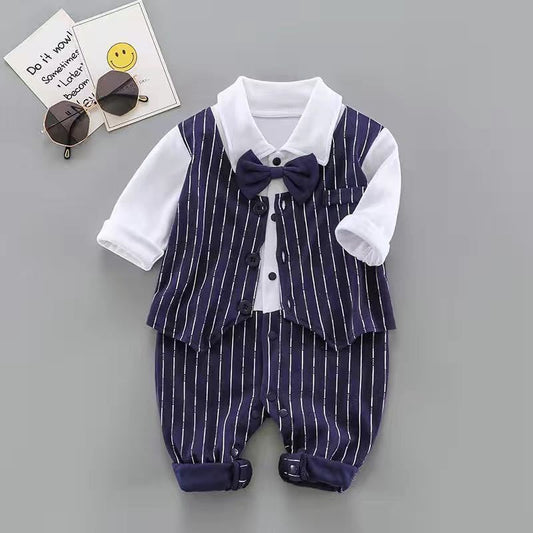 Spring And Autumn Infant One - Piece Romper Long Sleeve Baby Boy Gentleman Girl Baby Clothes - PratSN