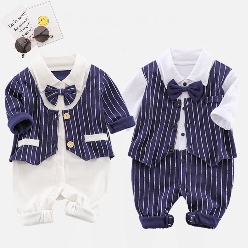 Spring And Autumn Infant One - Piece Romper Long Sleeve Baby Boy Gentleman Girl Baby Clothes - PratSN