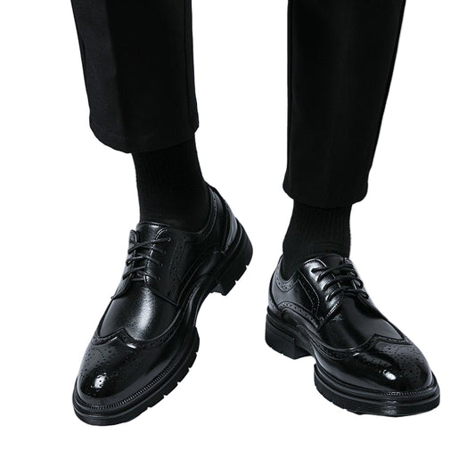 Spring And Autumn Men's Brogue Business Formal Wear Leather Shoes - PratSN