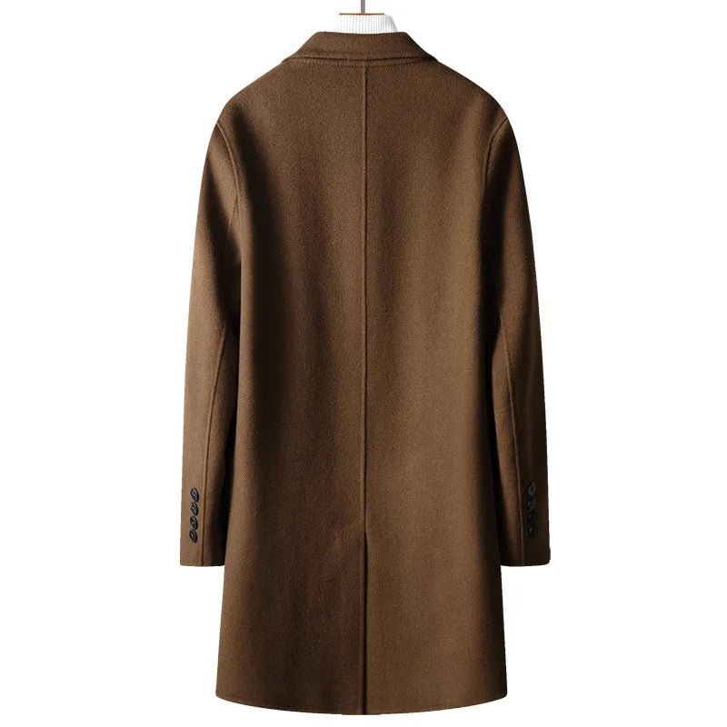 Spring and Autumn Men's Coat Handmade Double - faced Woolen Solid Color Casual Medium - length Woolen Coat Jacket - PratSN