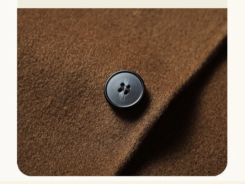 Spring and Autumn Men's Coat Handmade Double - faced Woolen Solid Color Casual Medium - length Woolen Coat Jacket - PratSN