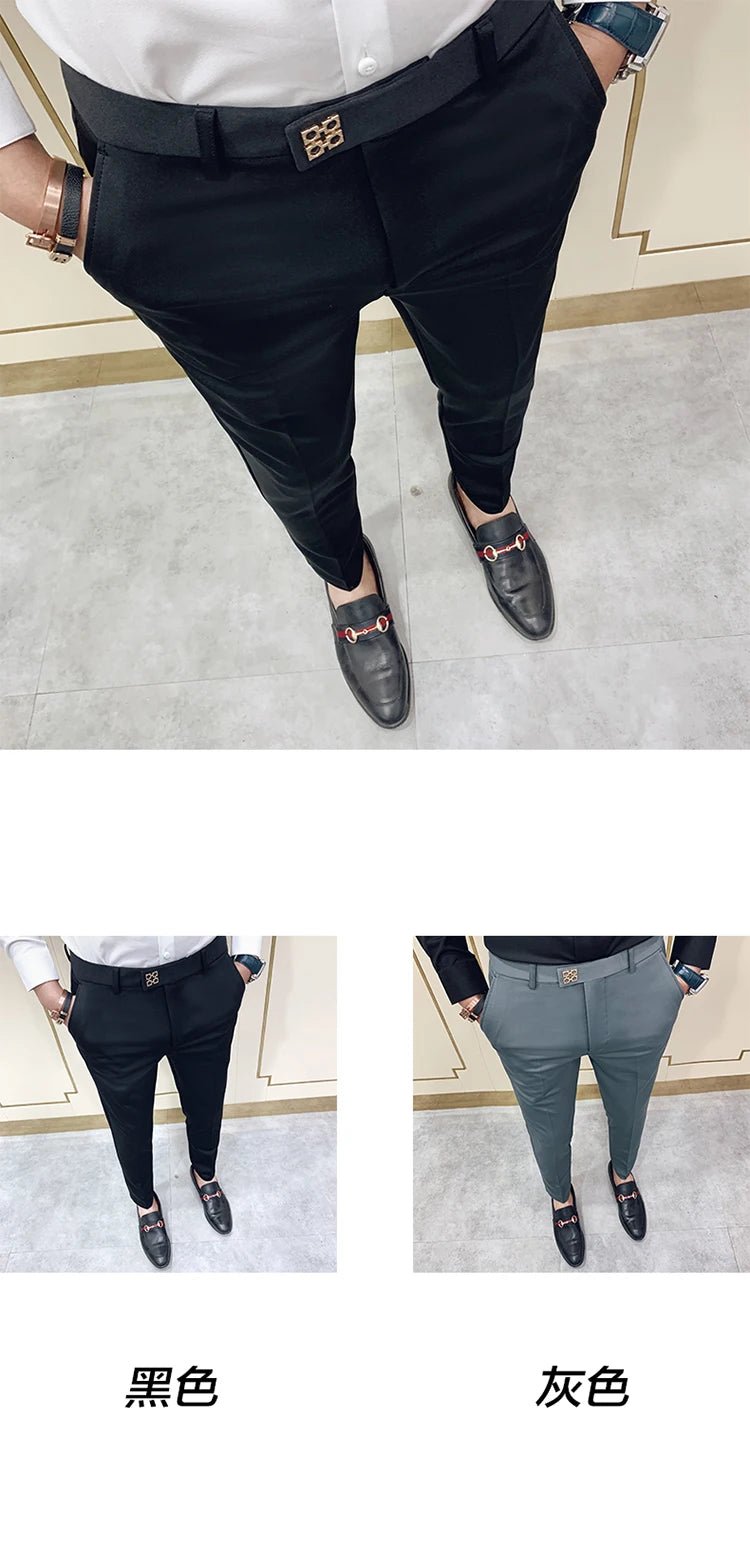 Spring and Autumn Men's Pants Fashion Korean Slim Men's Casual Ankle Pants Streetwear Men's Pants Men's Black Grey - PratSN