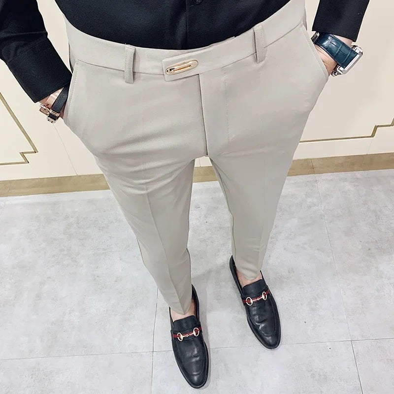 Spring and Autumn Men's Pants Fashion Korean Slim Men's Casual Ankle Pants Streetwear Men's Pants Men's Black Grey - PratSN