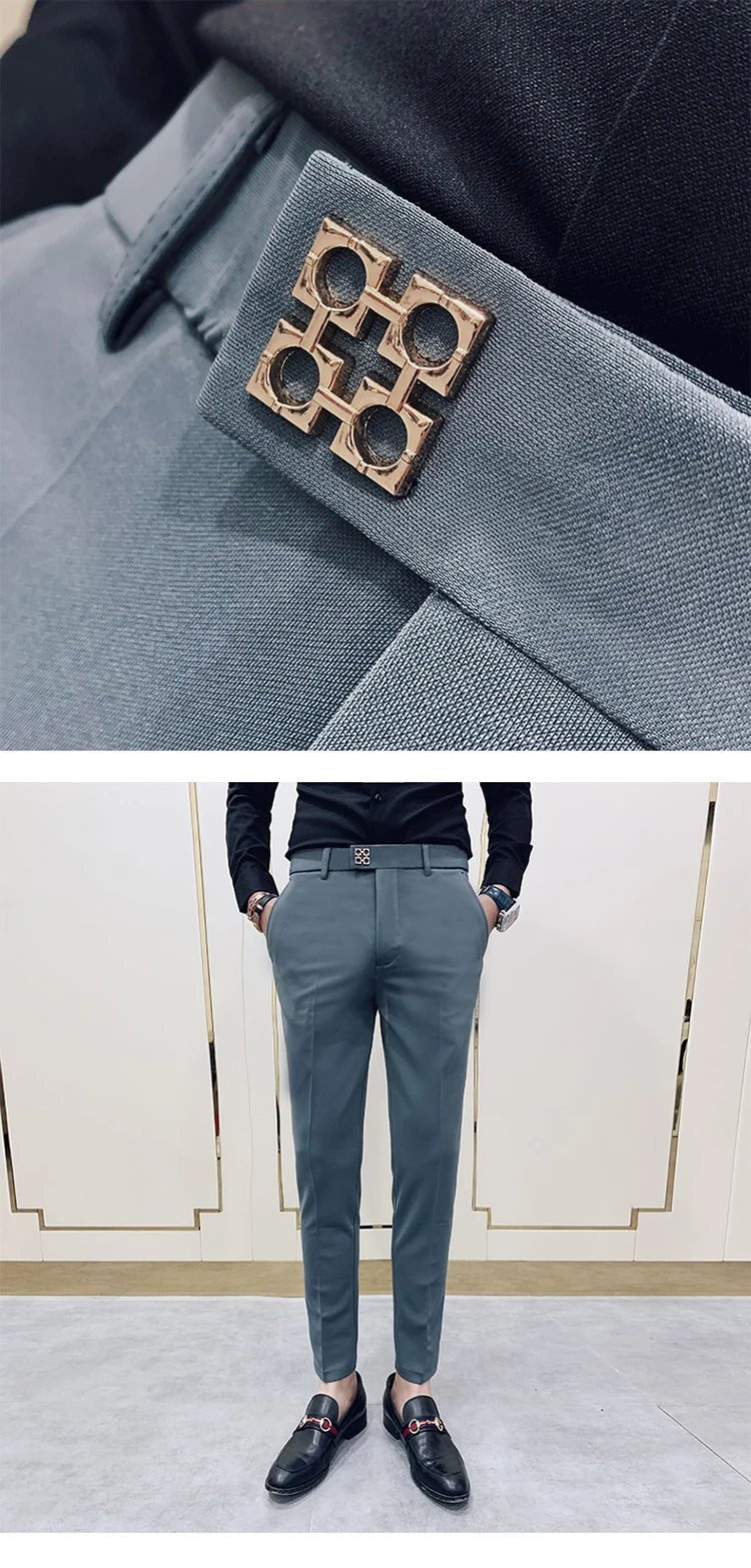 Spring and Autumn Men's Pants Fashion Korean Slim Men's Casual Ankle Pants Streetwear Men's Pants Men's Black Grey - PratSN